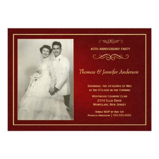 ruby wedding anniversary invitation