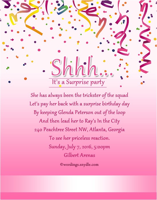 surprise birthday party invitation wording 2