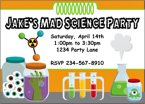 mad science birthday party invitation idea