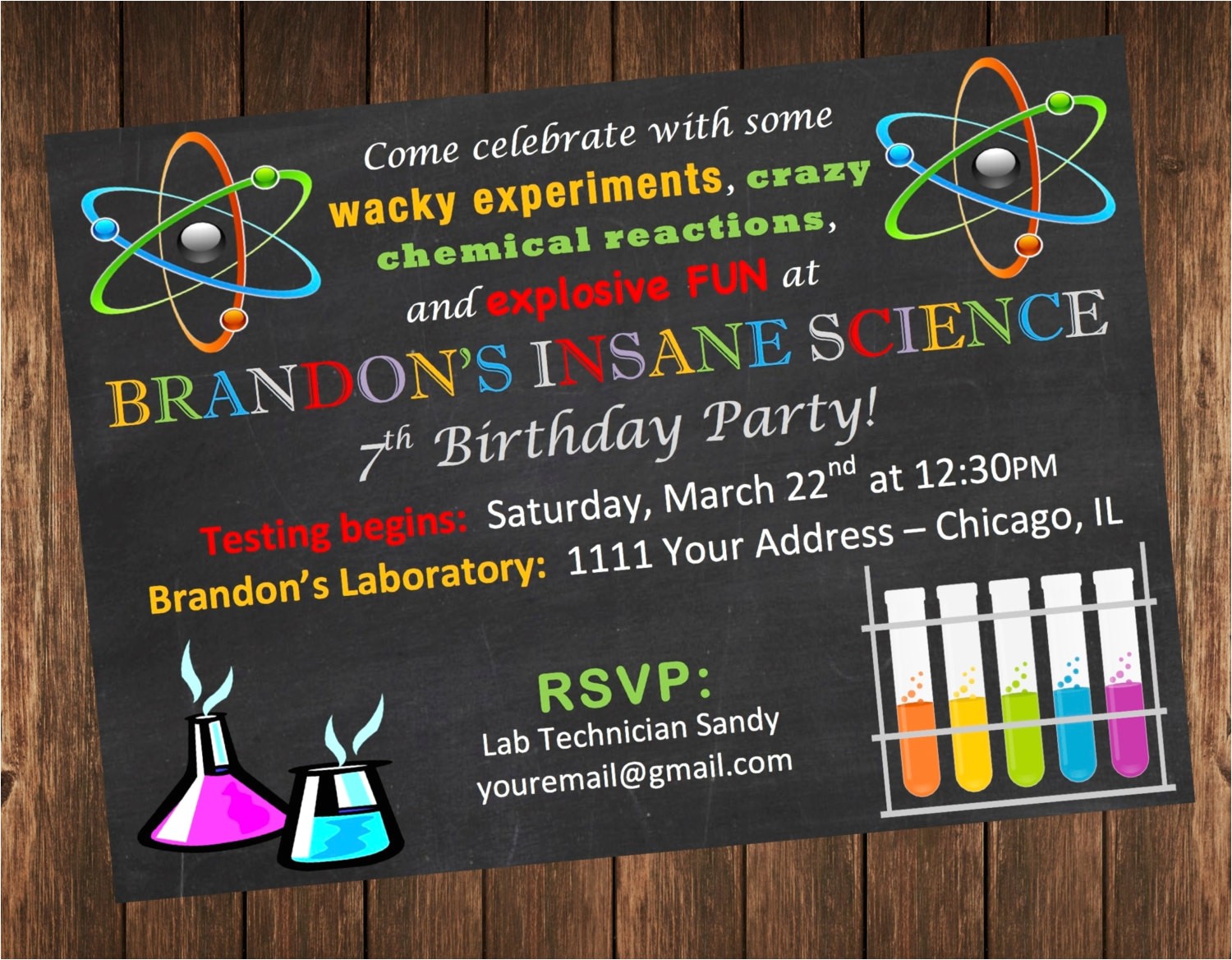science birthday party invitations