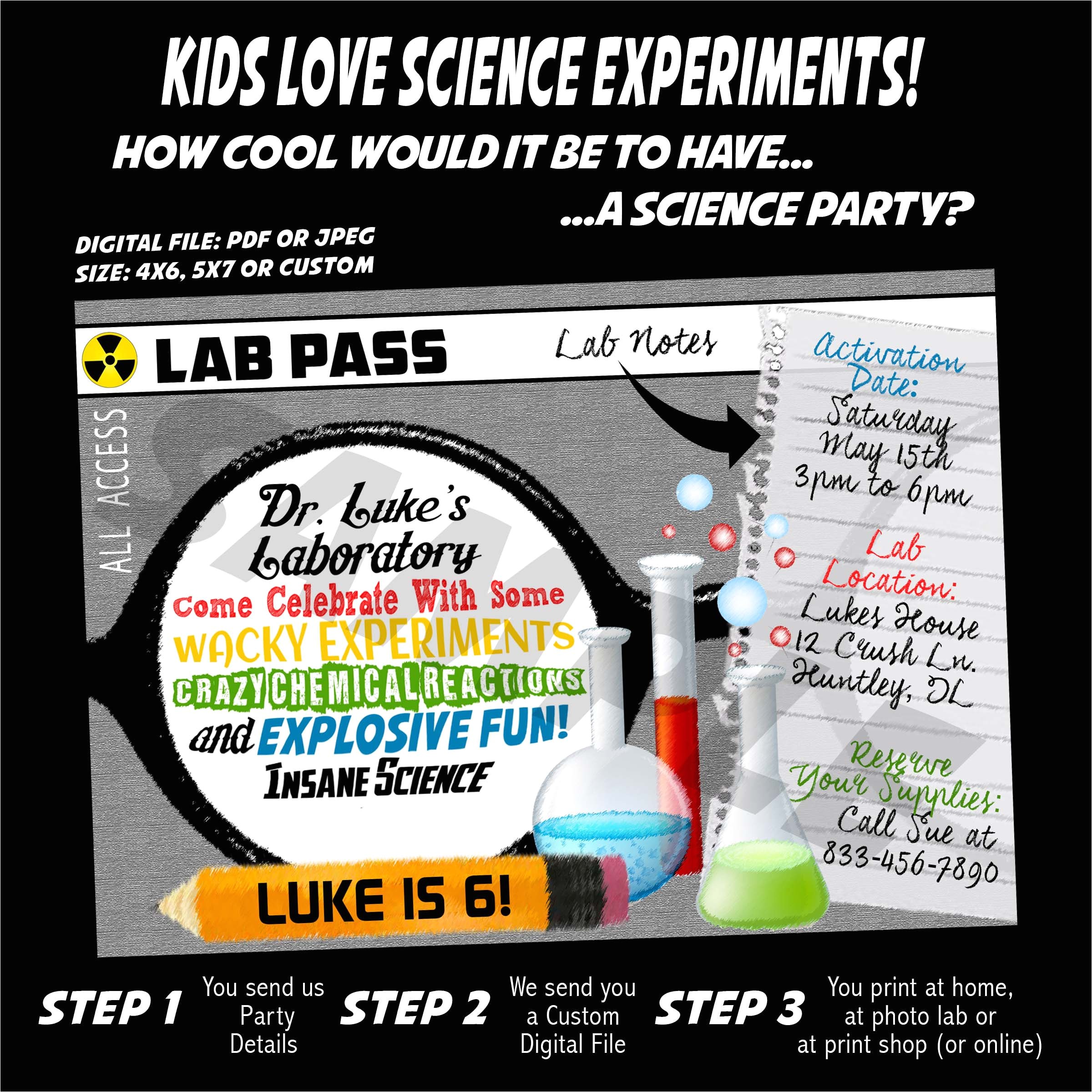 science themed birthday invitation mad