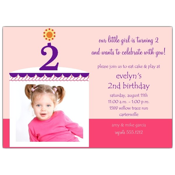 birthday cake girl photo second birthday invitations p 604 57 cg002