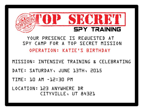 printable spy party invitations