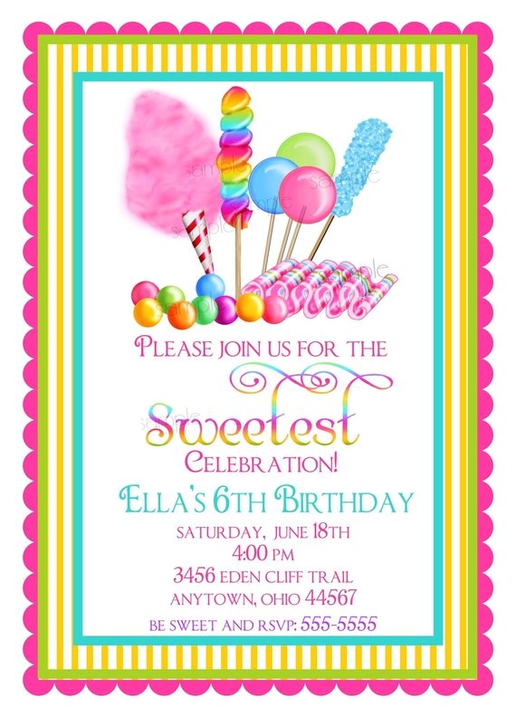 candy invitations sweet shop birthday