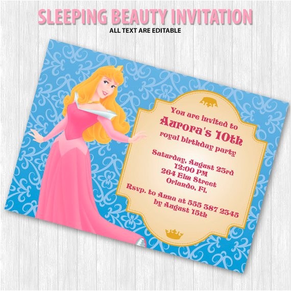 sleeping beauty party invitation