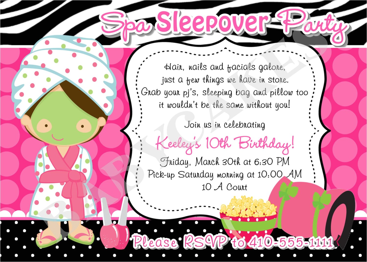 slumber party invitation wording template