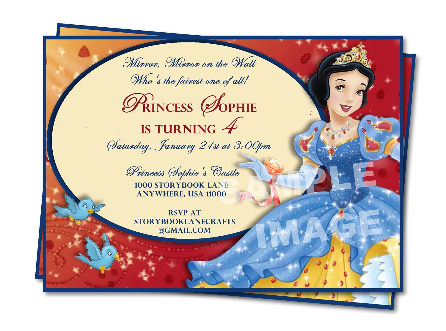 snow white birthday party invitations