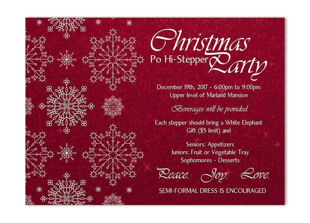 snowflake and flourishes christmas party invitation red