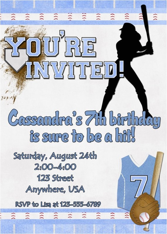 softball birthday party invitation
