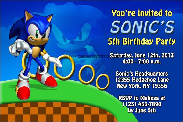 sonic the hedgehog birthday invitations
