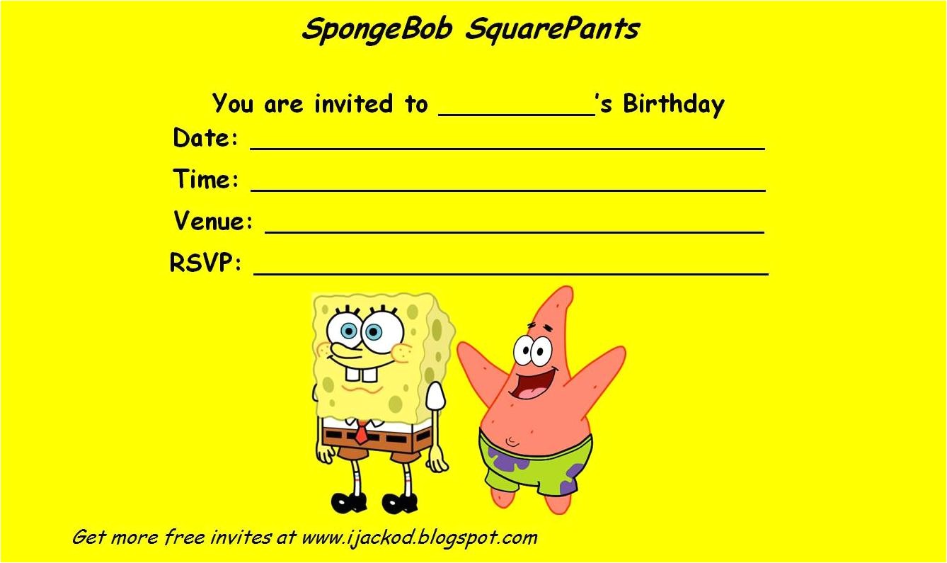 spongebob squarepants party invitations