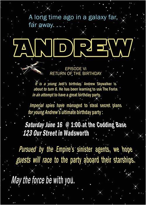 star wars birthday party invitations templates
