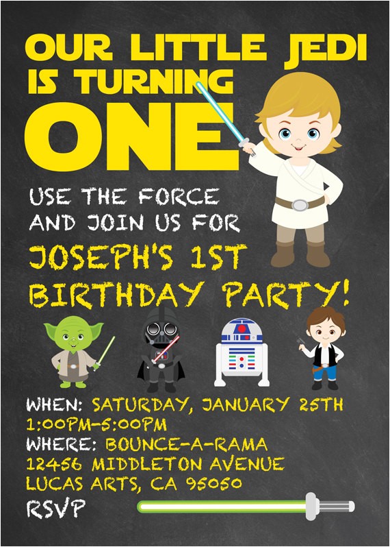 star wars themed birthday party invitation