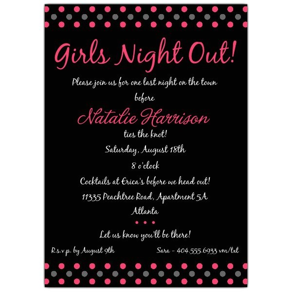 disco dots pink girls night out bachelorette invitations p 607 57 1021