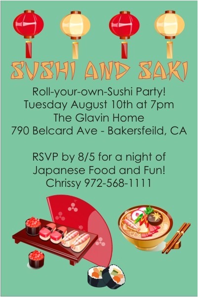 sushi japanese party invitation