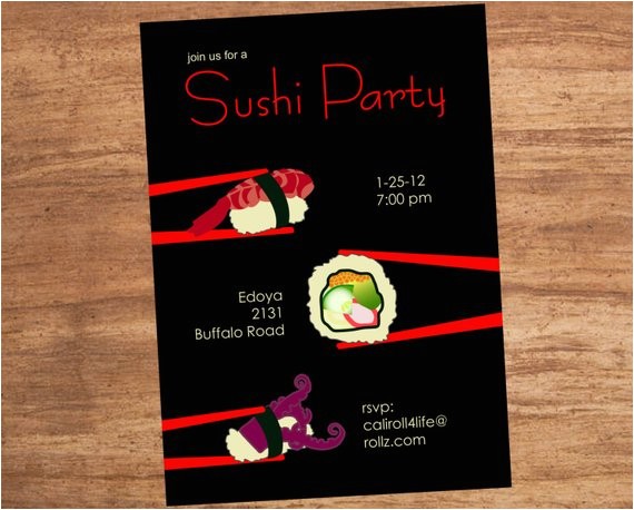 sushi party custom invitation