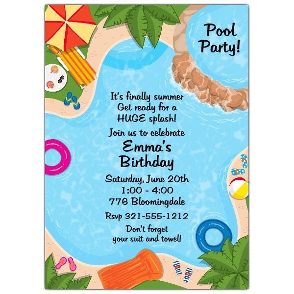 backyard pool party invitations p 643 57 564