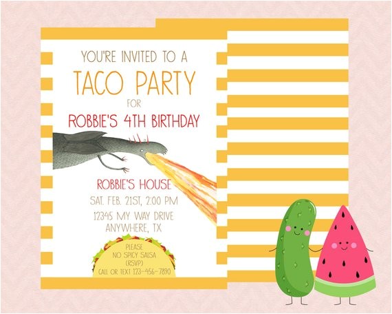 inspired dragons love tacos invitation