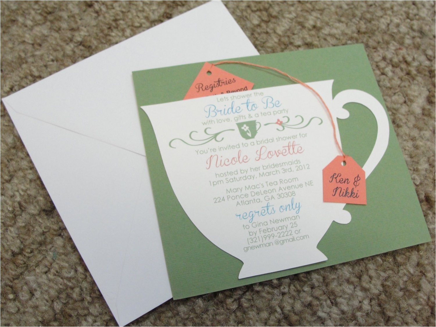 bridal shower tea party cup invitation