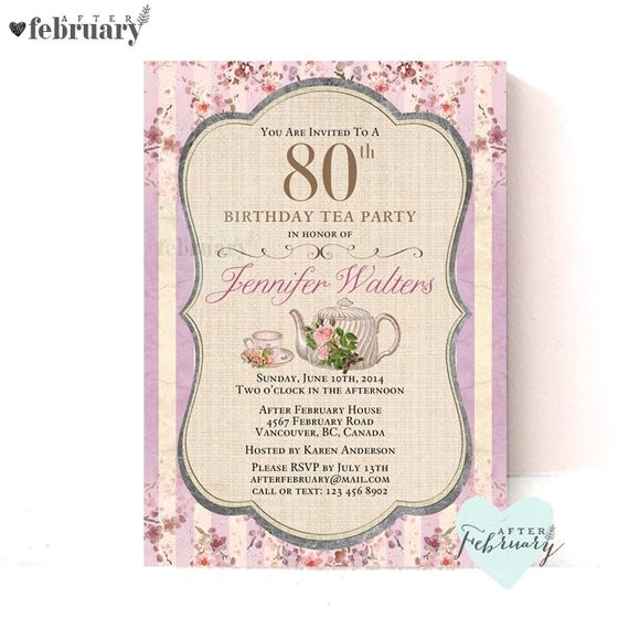adult birthday tea party invitation any