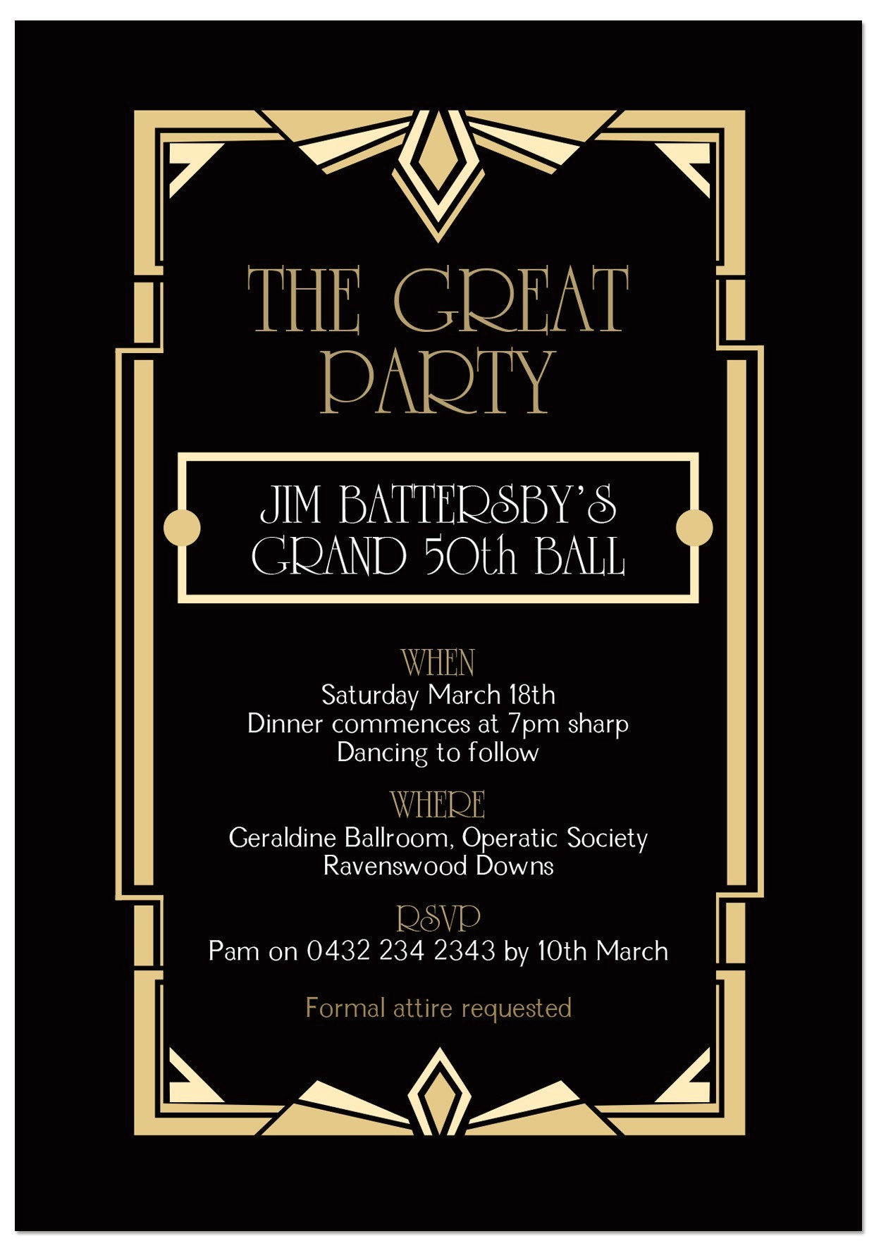 great gatsby party invitation template