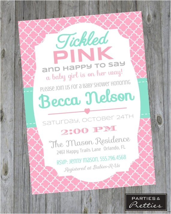 baby shower invitation tickled pink girl