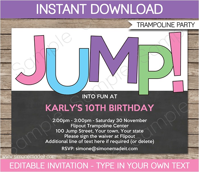 Trampoline Birthday Party Invitations Free Trampoline Birthday Party Invitations Invitation Template
