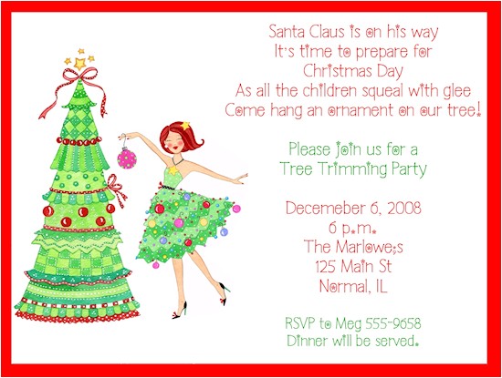 tree trimming christmas party invitations