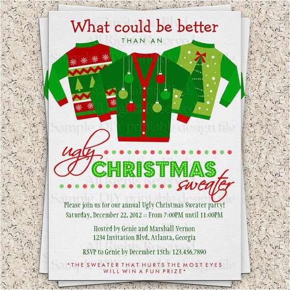 free printable ugly christmas sweater party invitations