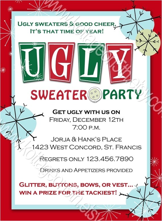 ugly sweater christmas party invitations wording