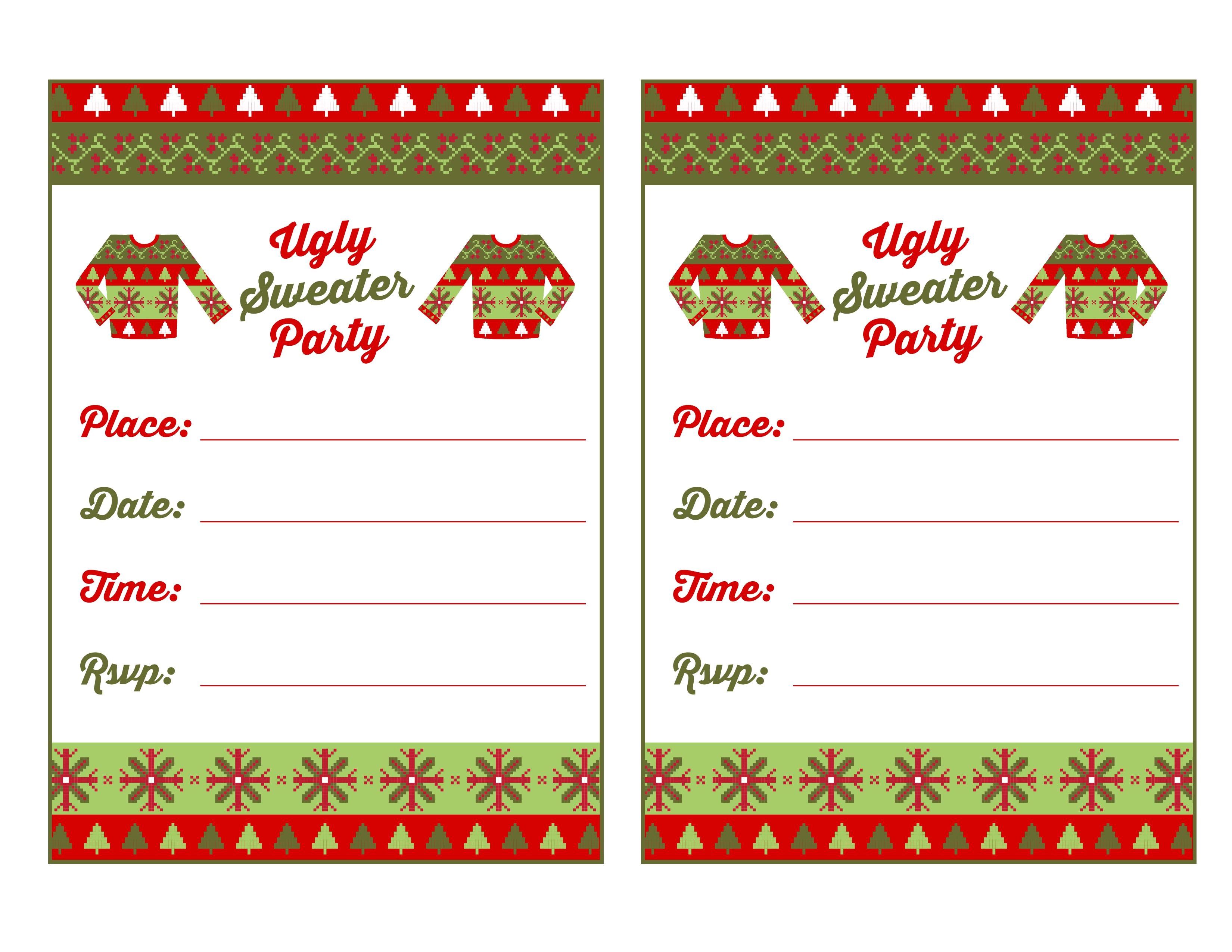 ugly sweater invitation template free