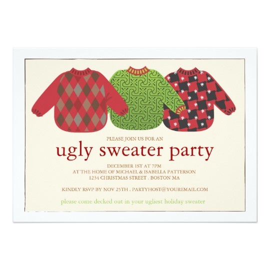 ugly christmas sweater party invitation 161213922168950160