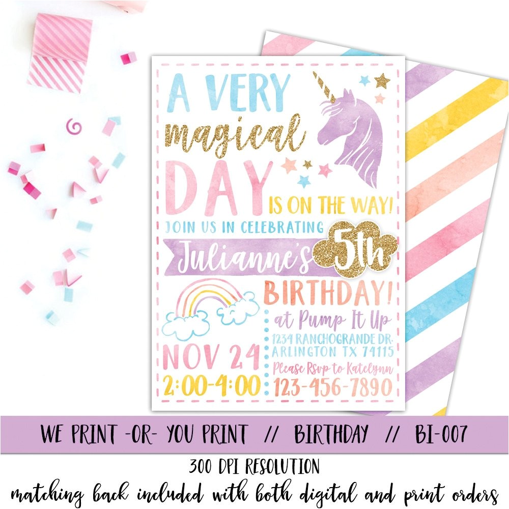 unicorn invitation rainbow invitation