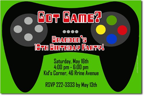 video game birthday invitations