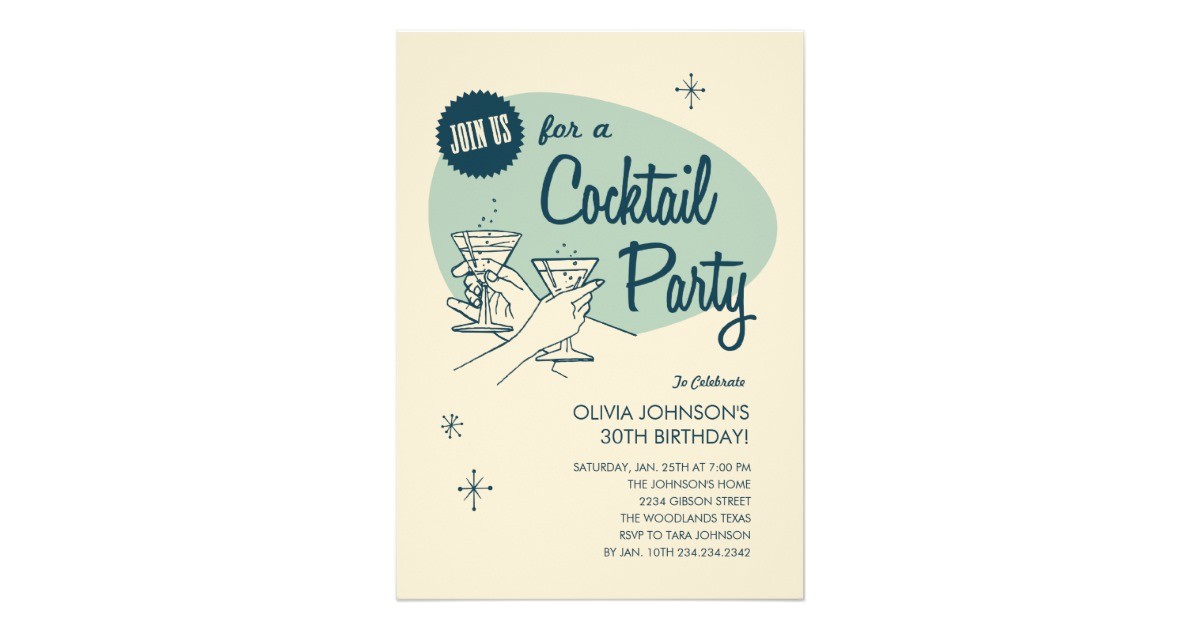 retro cocktail party invitations 161366605159368428