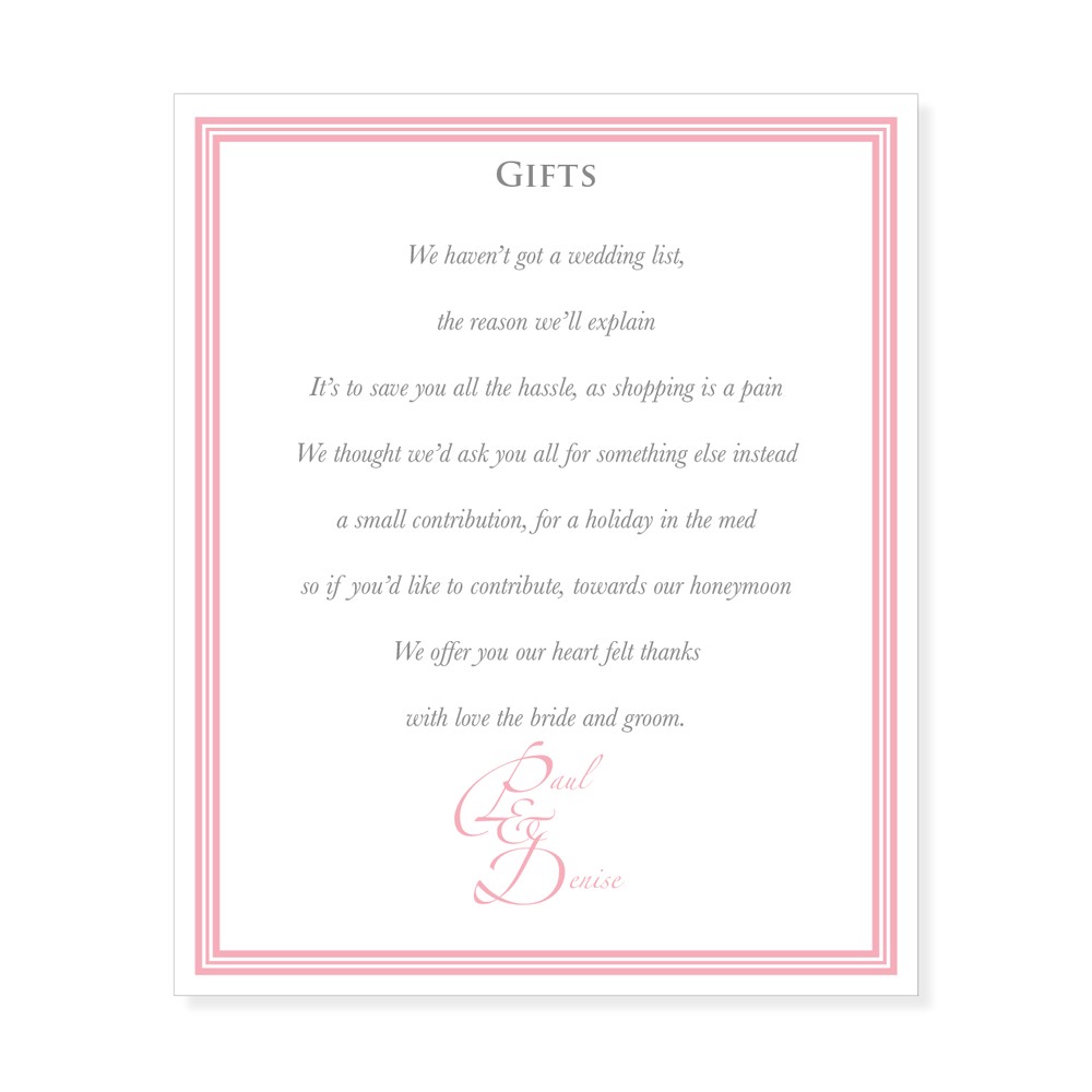 asking for monetary gifts in wedding invitation