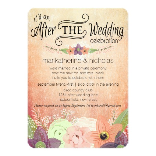watercolor flowers after wedding party invitations 256886697157698003