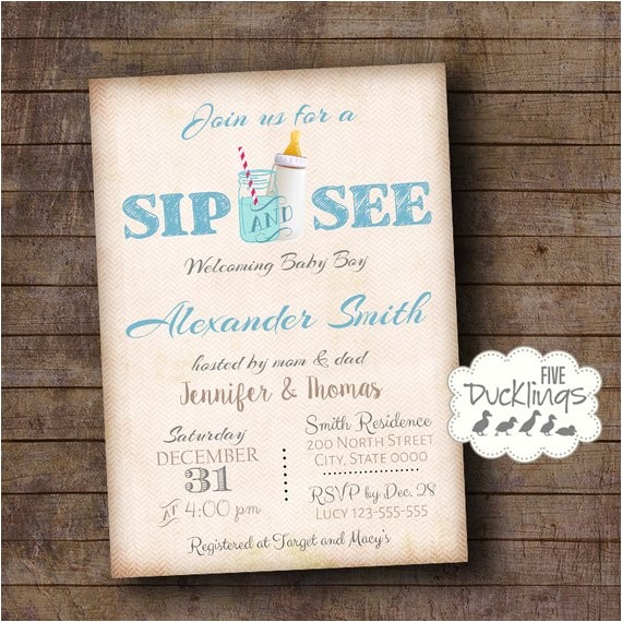 sip and see invitation welcome baby