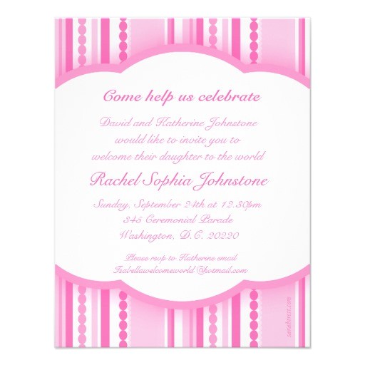 welcome baby girl pink party photo invitation card 161302050421392772