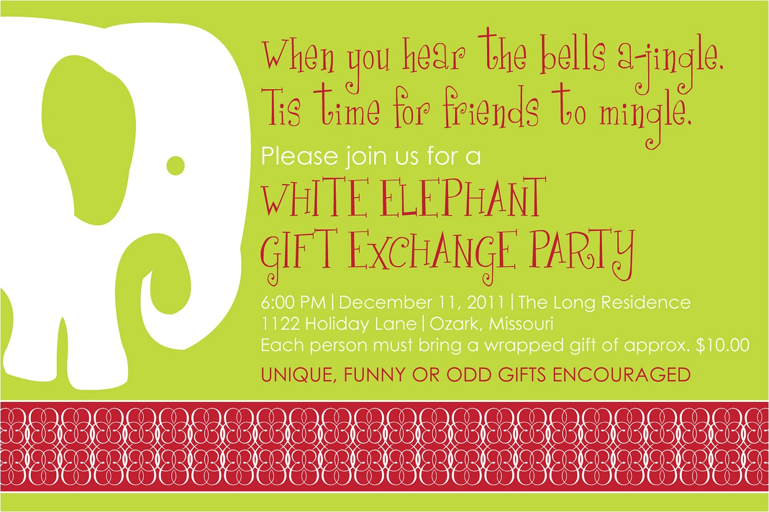 white elephant christmas party invitations