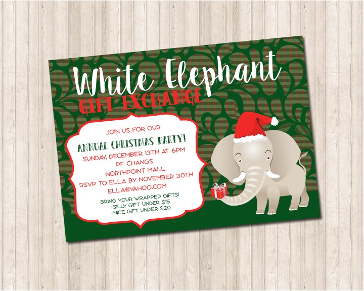 white elephant gift exchange invitation
