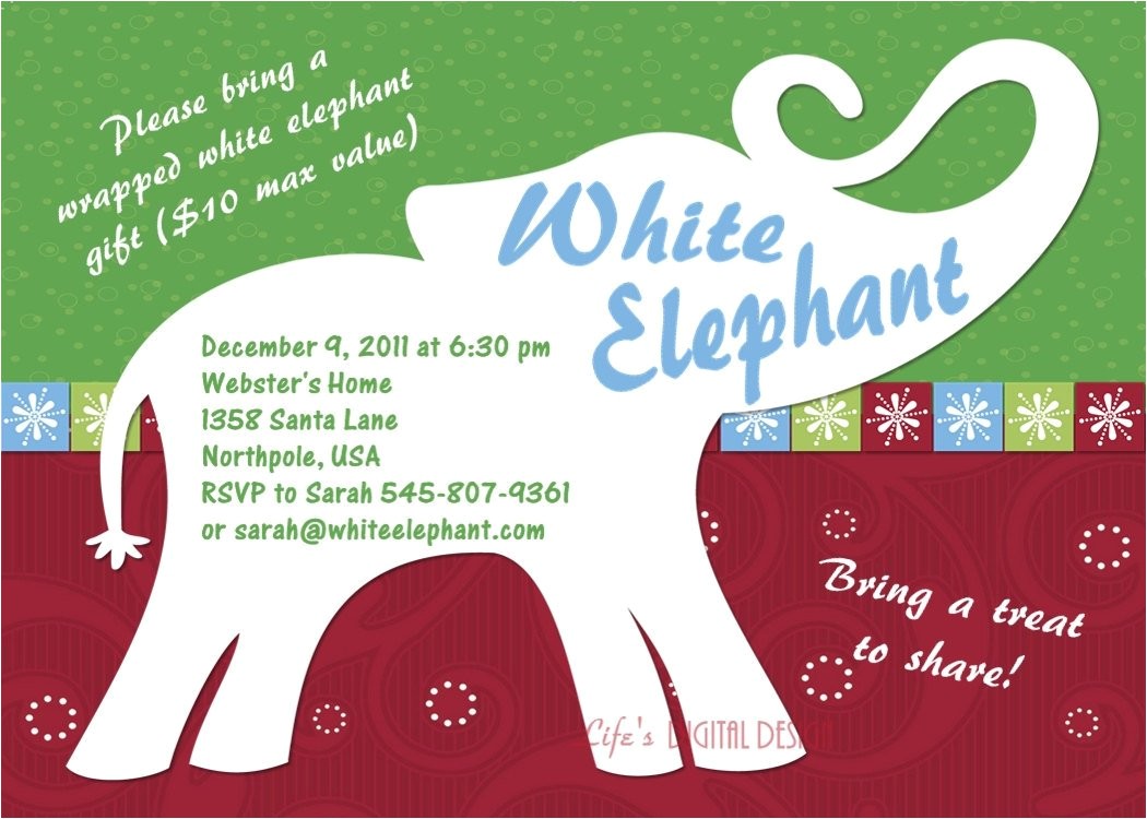 white elephant party invitation