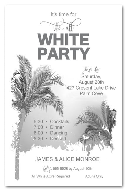 palm tree all white party