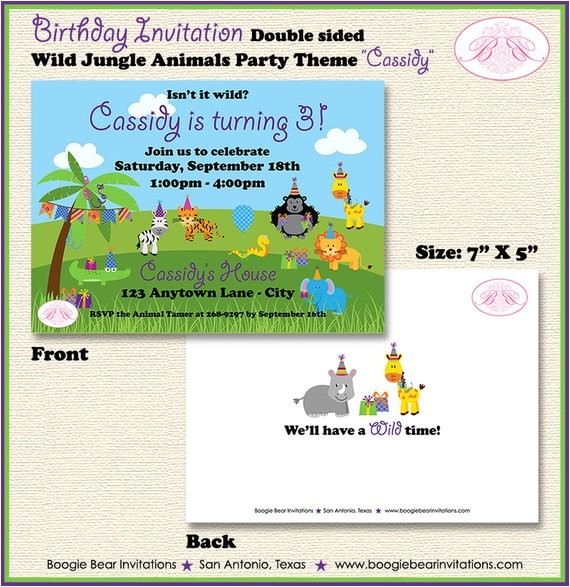 wild animals birthday party invitation
