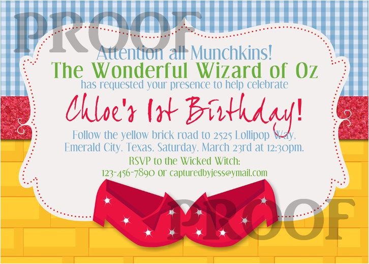 wizard of oz birthday party invitations