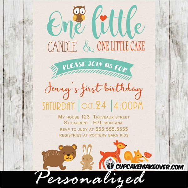 woodland themed birthday invitation forest animals personalized