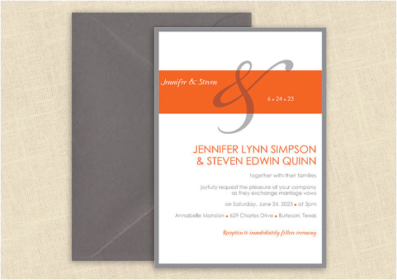 wedding invitation template download instantly editable text together orange gray 5 x 7 microsoft word format