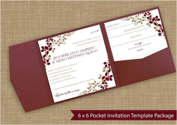 6x6 pocket wedding invitation template