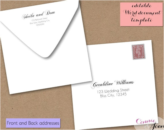 printable wedding 6x6 envelope template