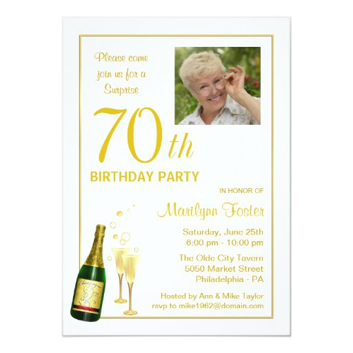70th birthday party customized photo invitations 161190660768728653